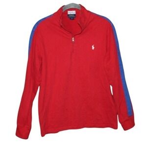 Polo Ralph Lauren Men's 1/4 Zip Pullover Sweater Red Striped Size L